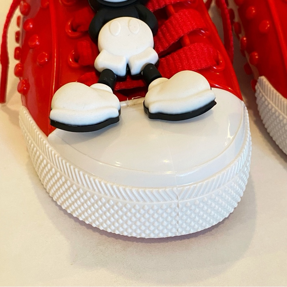 Mini Melissa Mickey Mouse red white lace up sneakers rubber shoes - Picture 5 of 10